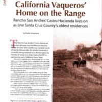 California vaqueros&#039; home on the range: Rancho San Andres&#039; Castro Hacienda lives on as one of Santa Cruz County&#039;s oldest residences
